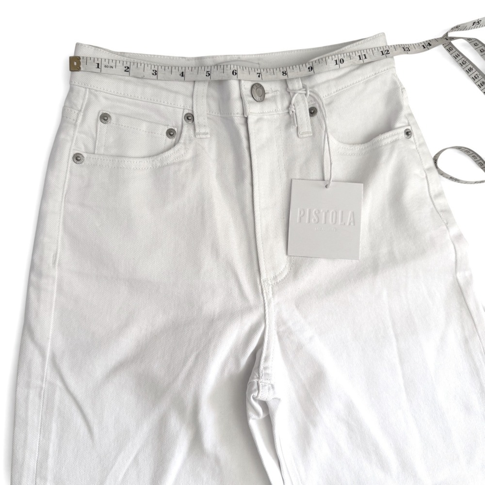 Pistola Jeans Womens 24 White Lana Crop High Rise Ultra Wide Leg Raw Cuffed Hem - Picture 9 of 11